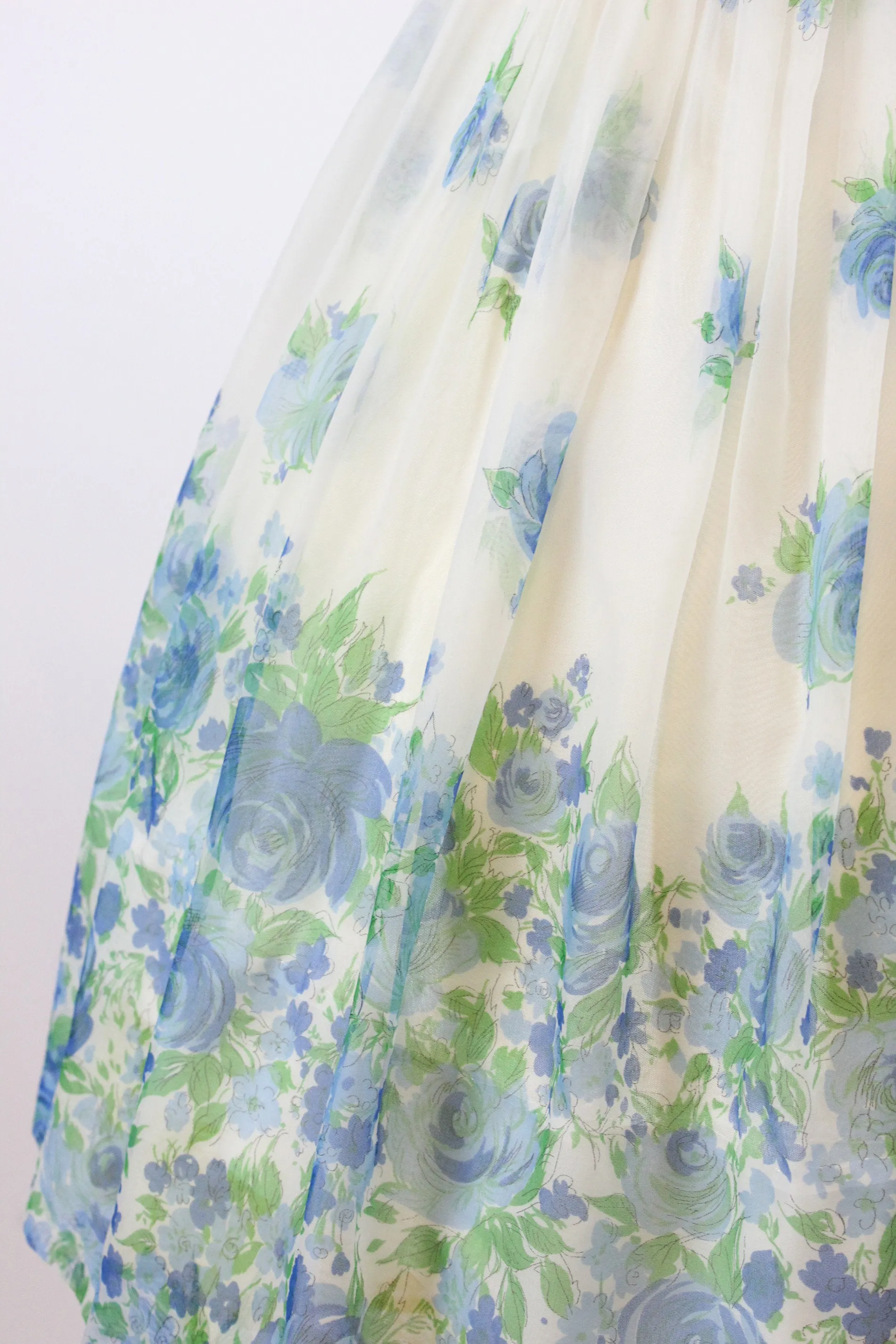 1950s blue rose organza dress xs | new spring