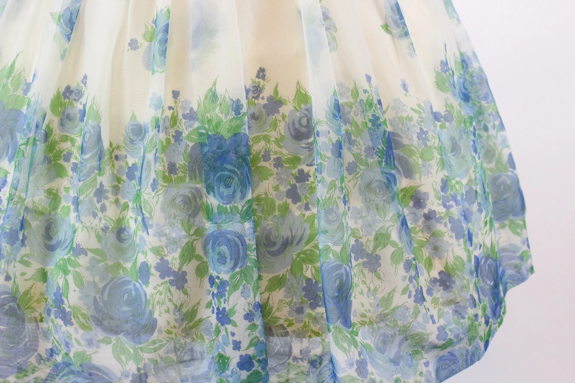 1950s blue rose organza dress xs | new spring