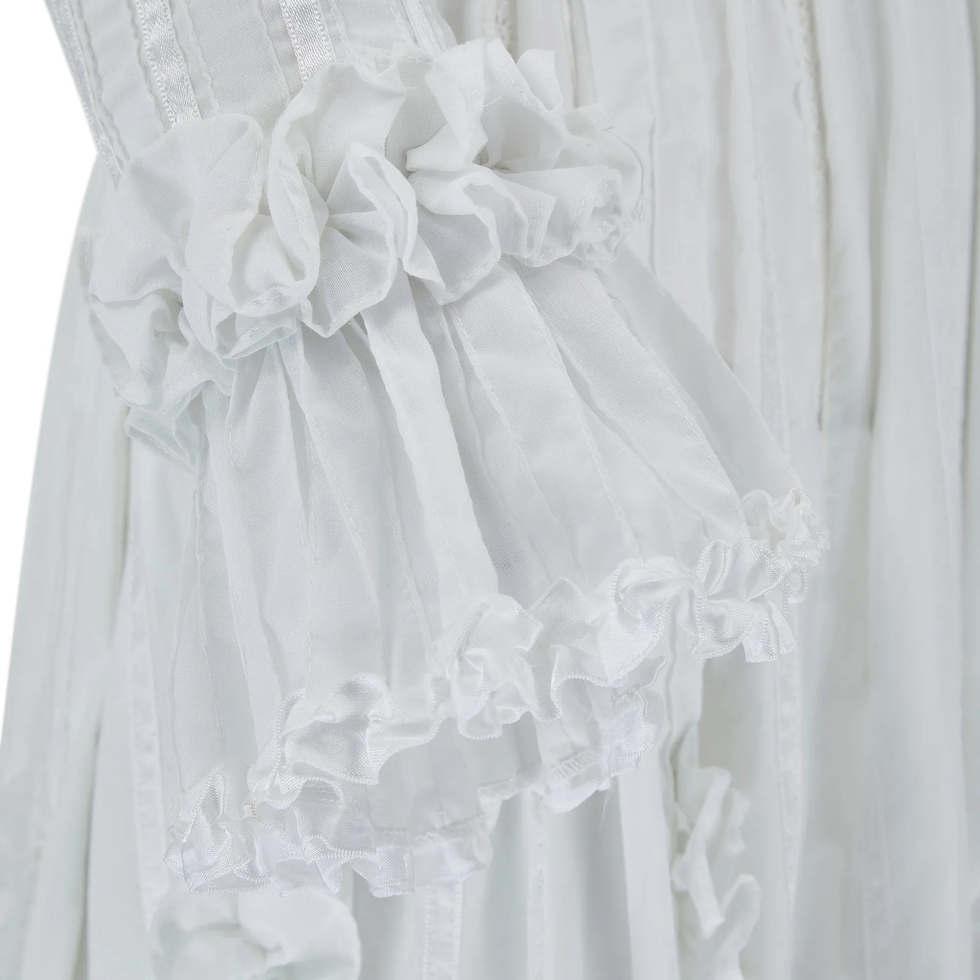 1970s Mexicana White Cotton and Lace Wedding Dress