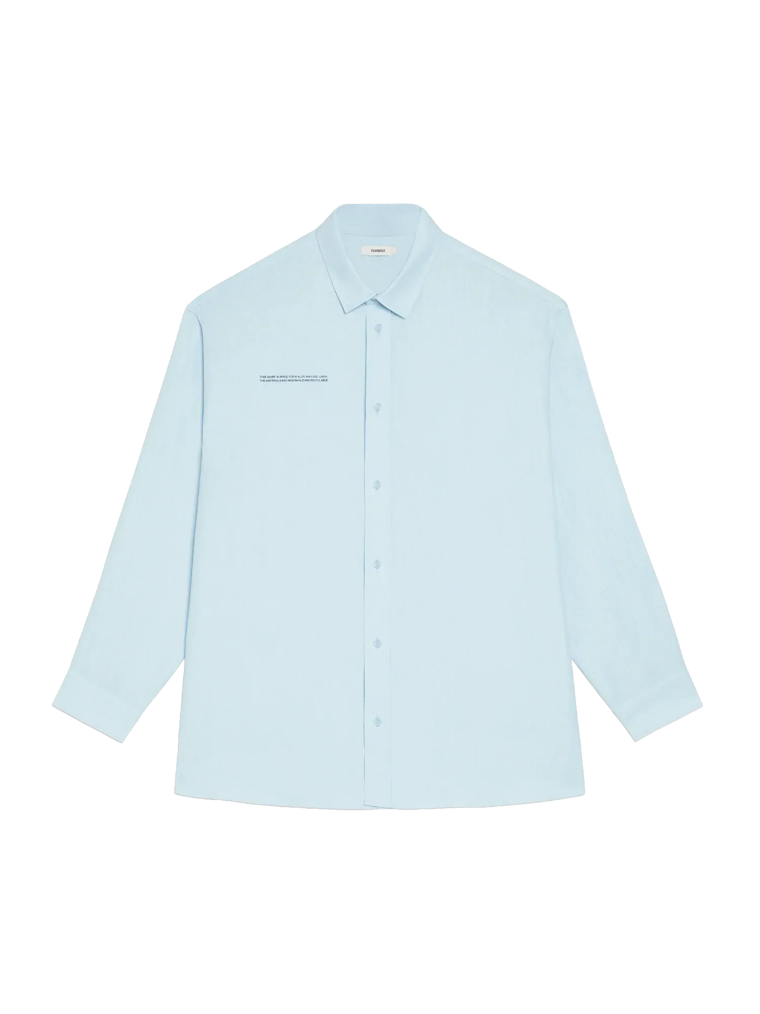 Aloe Linen Collared Long Sleeve Shirt—baby blue