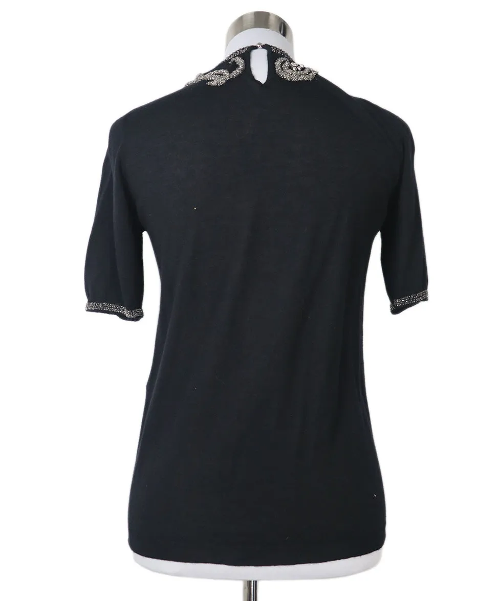Balenciaga Black Beaded Cashmere Sweater sz 4