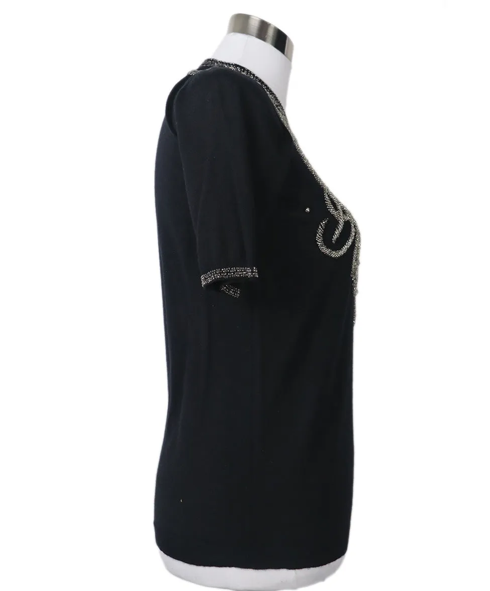 Balenciaga Black Beaded Cashmere Sweater sz 4