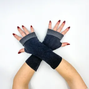Black and Charcoal Grey Fingerless Gloves