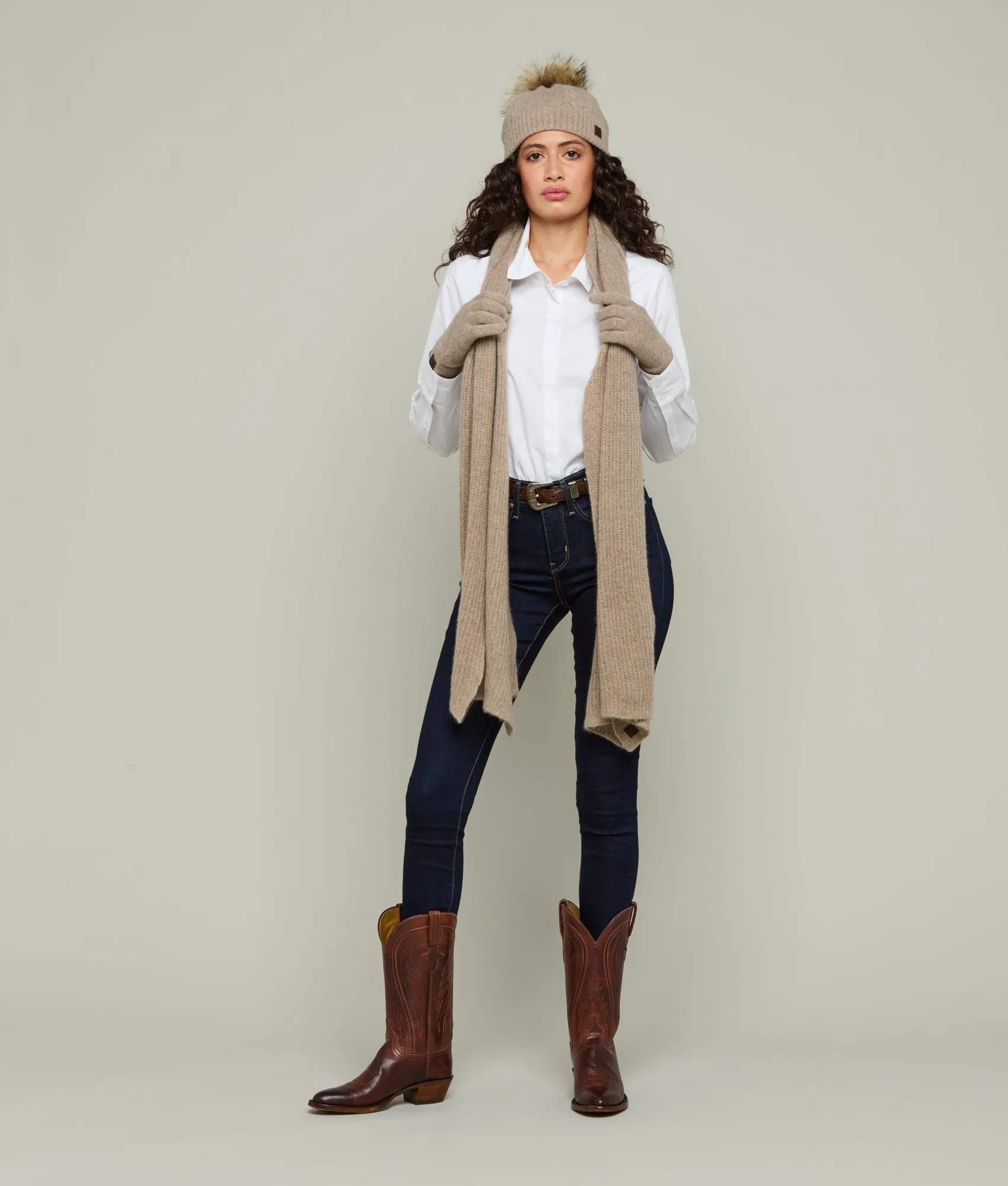 Cashmere Tech Gloves :: Nile Brown