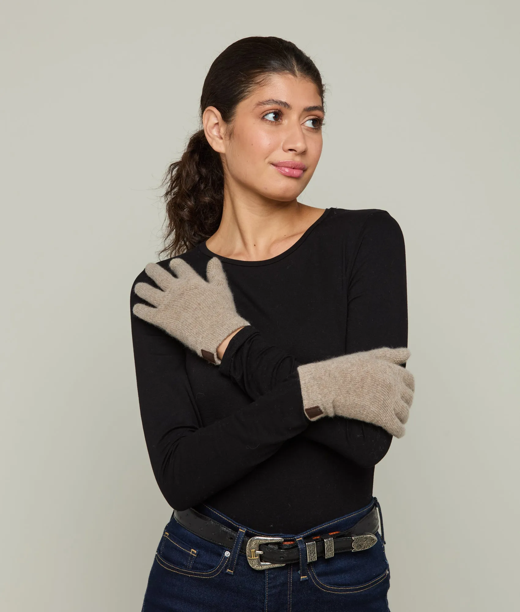 Cashmere Tech Gloves :: Nile Brown