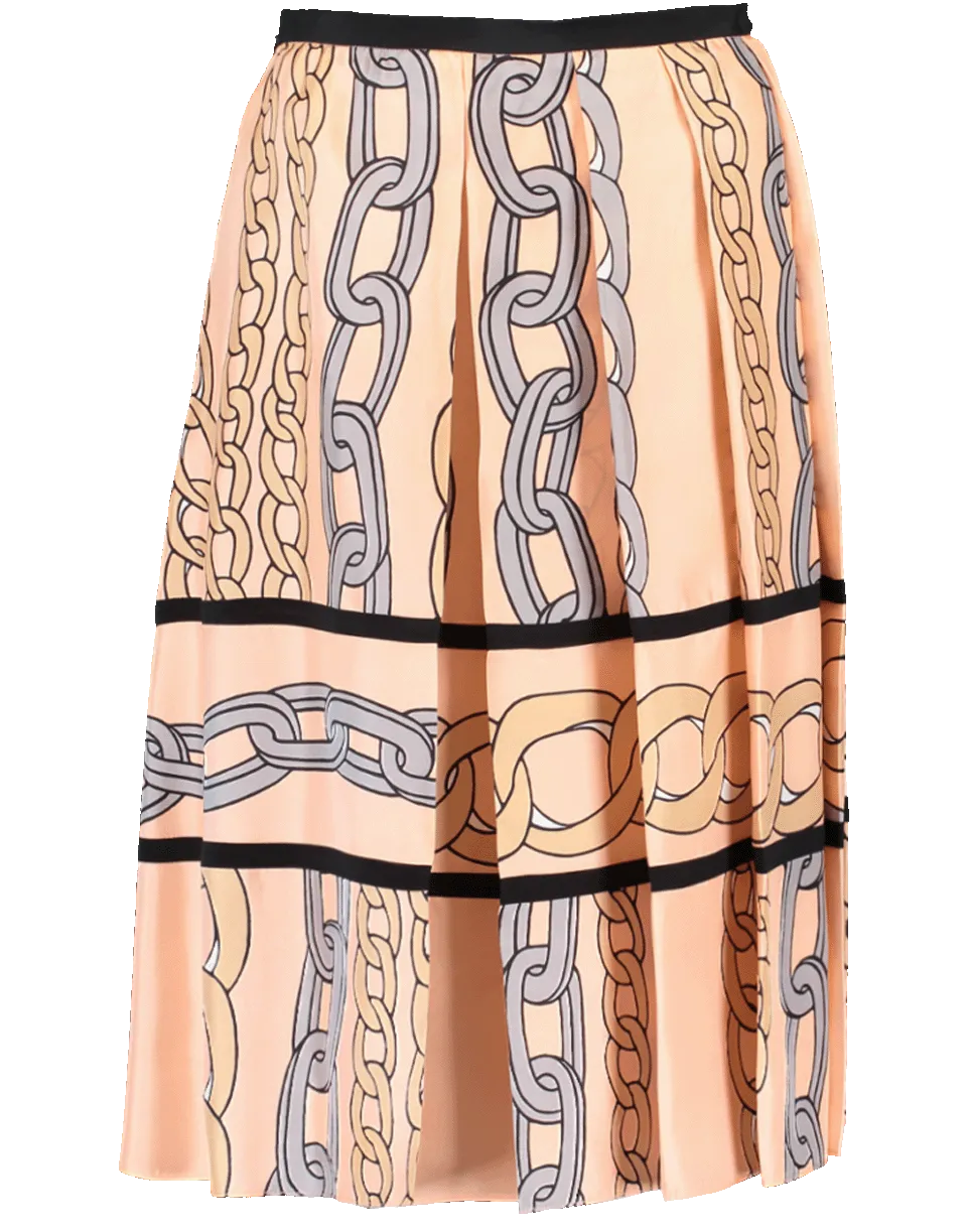 Chain Print Pleated Skirt