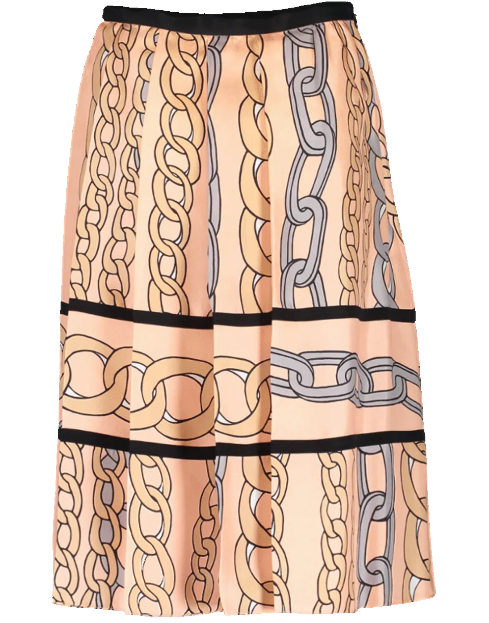 Chain Print Pleated Skirt