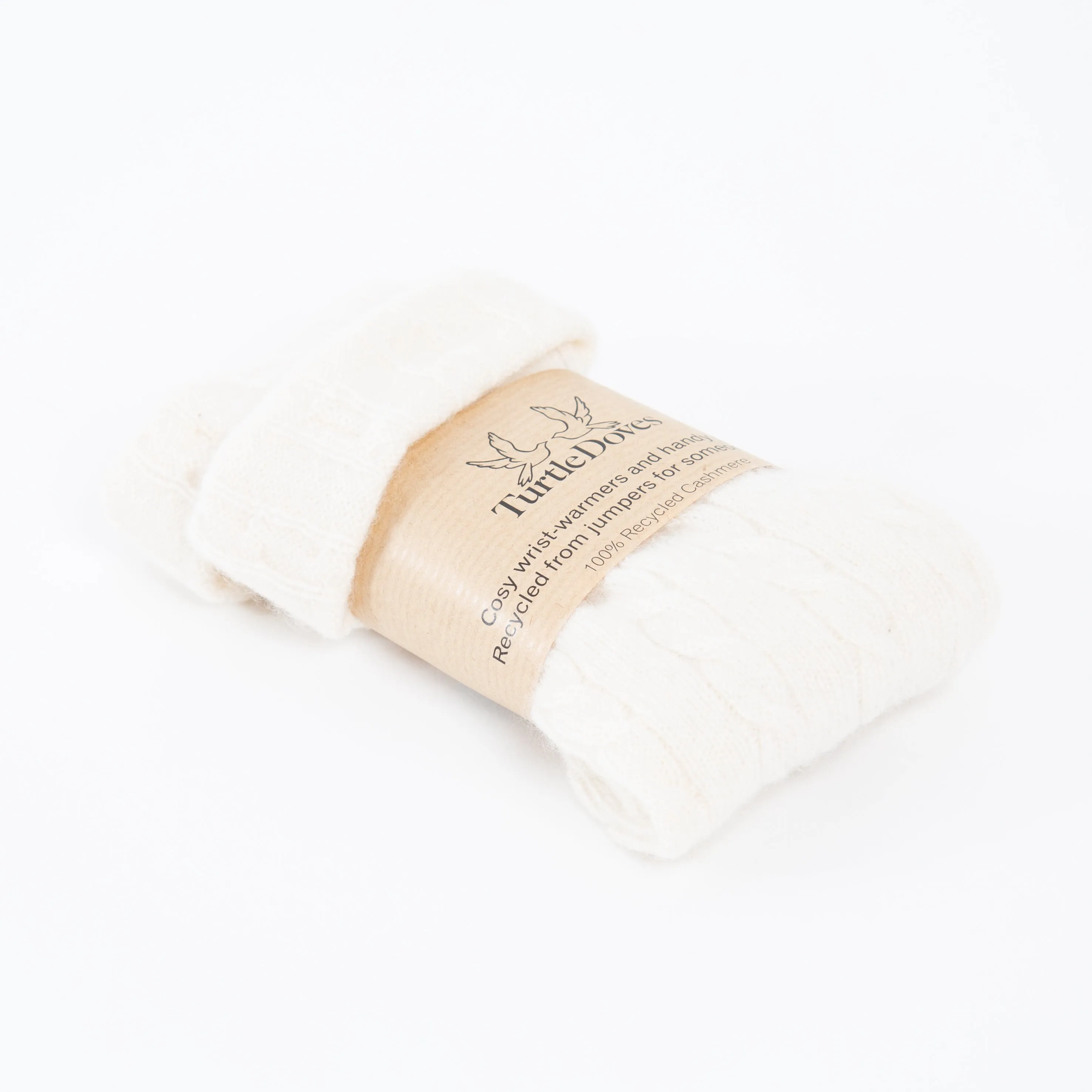 Double Cream Cable Cashmere Fingerless Gloves