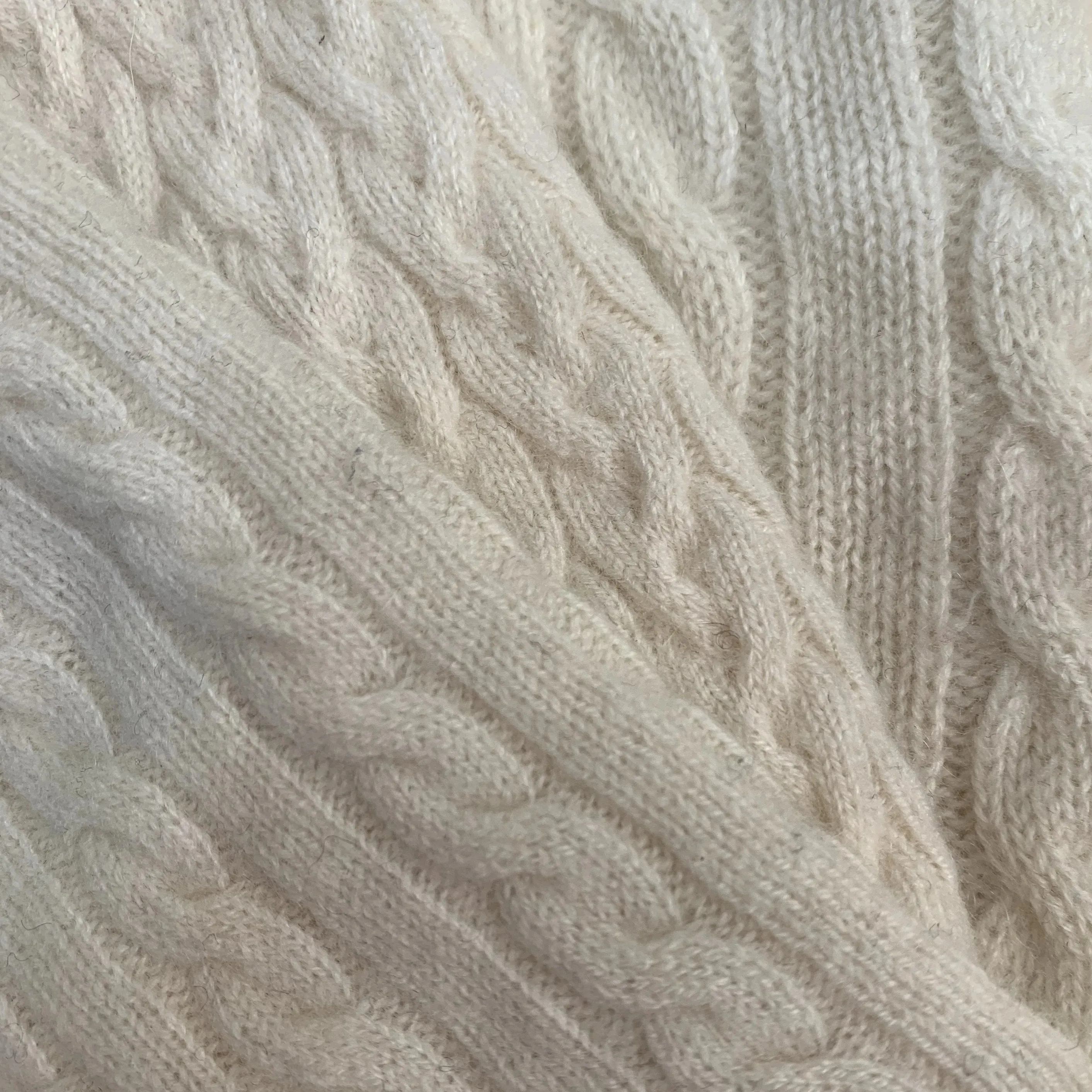Double Cream Cable Cashmere Fingerless Gloves