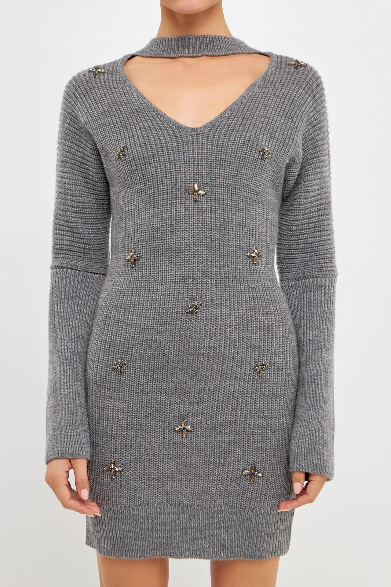 Embellished Sweater Dress