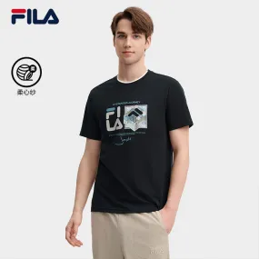 FILA CORE LIFESTYLE HERITAGE MYSTERIOUS JOURNEY Men Short Sleeve T-shirt (Black / White)