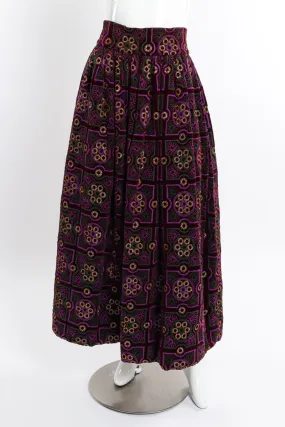 Geometric Embroidered Velvet Skirt