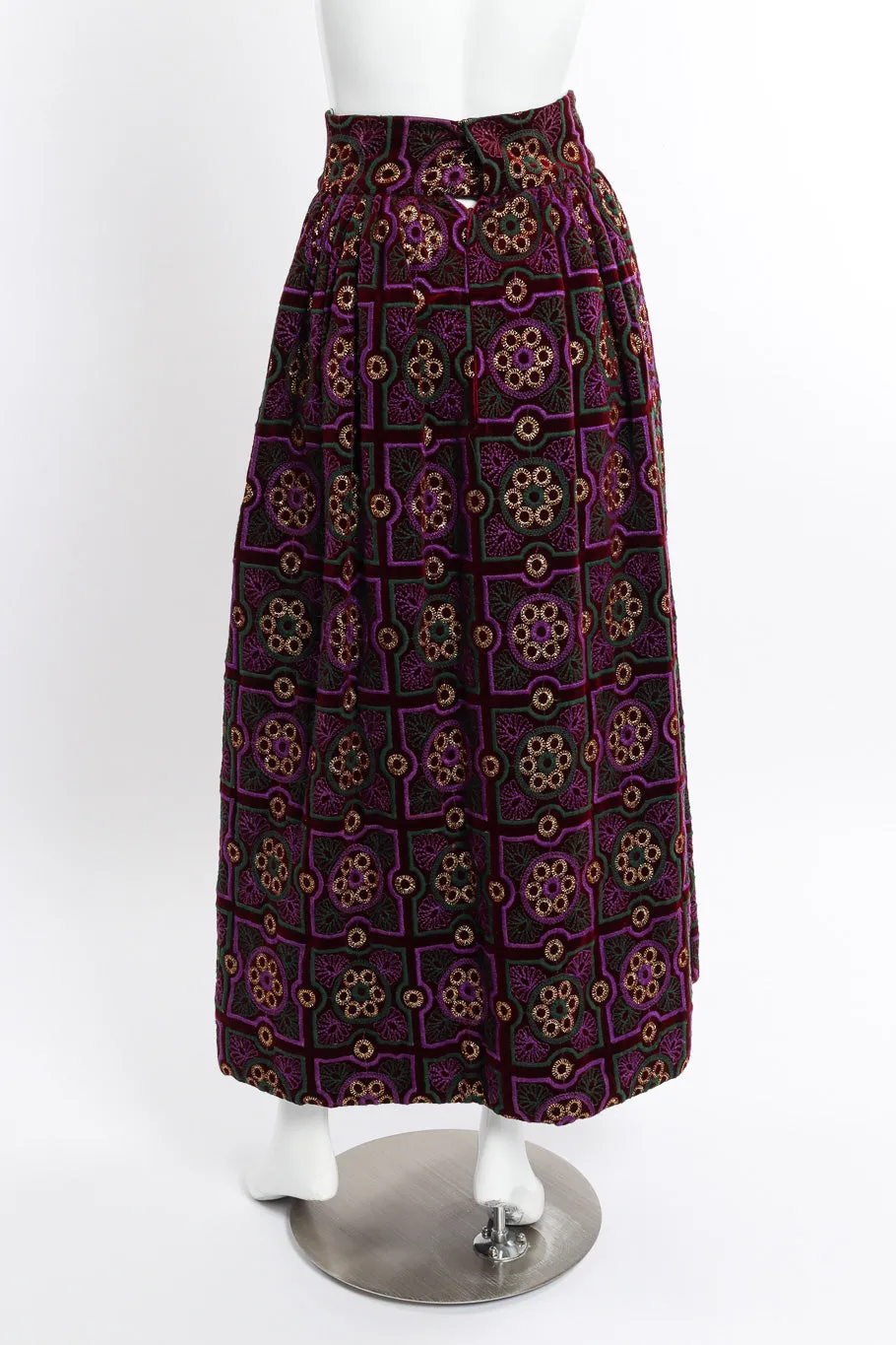 Geometric Embroidered Velvet Skirt