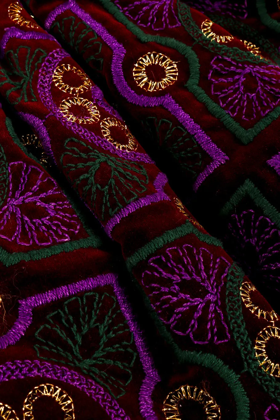Geometric Embroidered Velvet Skirt