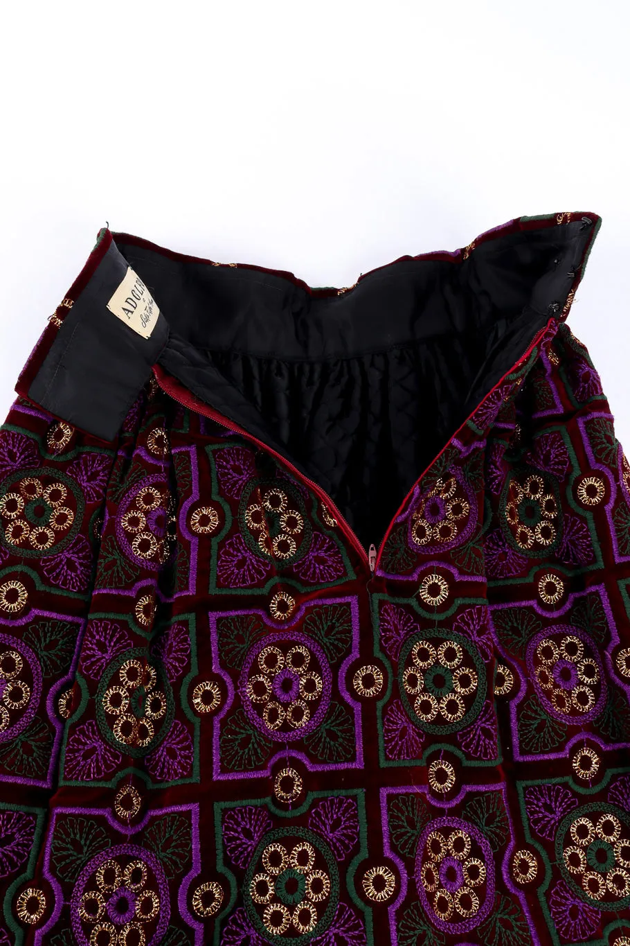 Geometric Embroidered Velvet Skirt