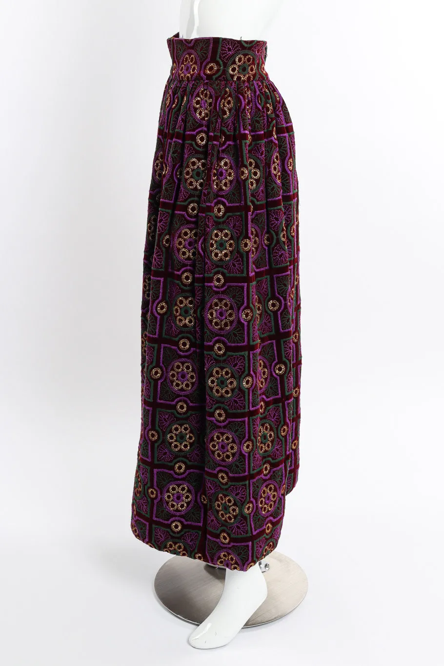Geometric Embroidered Velvet Skirt