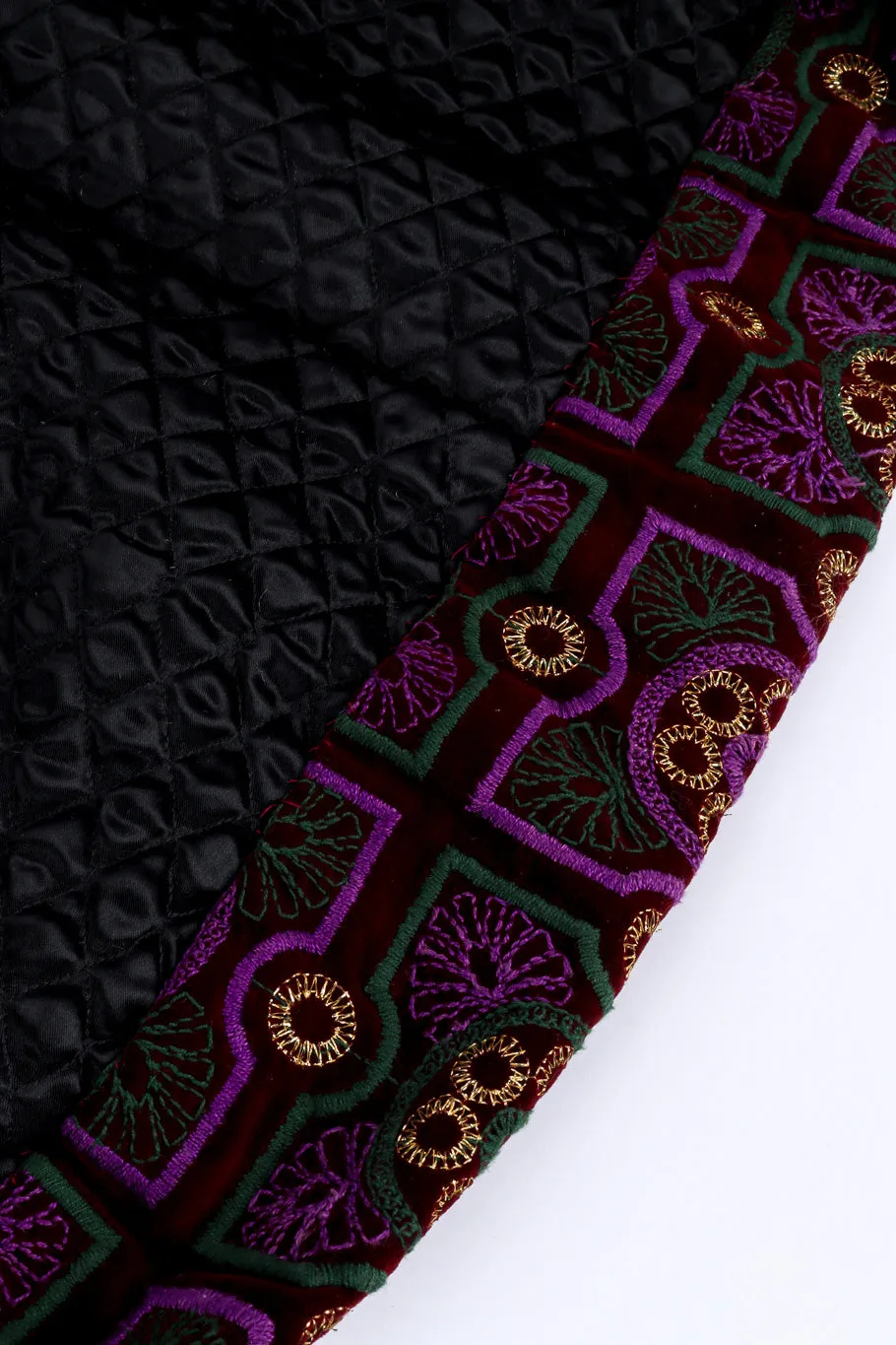 Geometric Embroidered Velvet Skirt