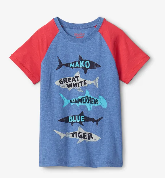 Hatley Lots of Sharks Raglan Tee