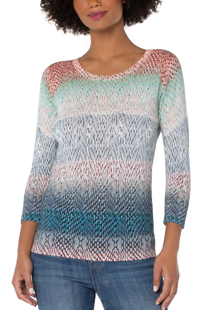 Liverpool Printed 3/4 Sleeve Light Weight Sweater