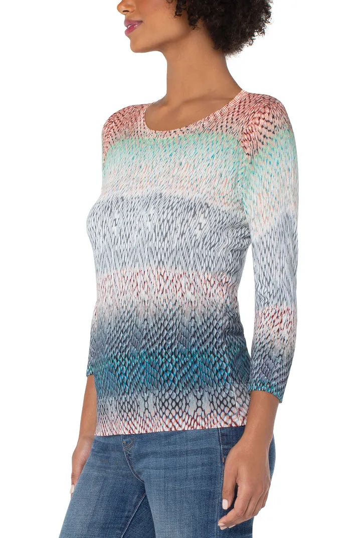 Liverpool Printed 3/4 Sleeve Light Weight Sweater
