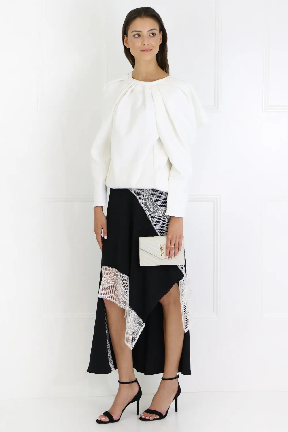 L/S PLAISIR SWEATER WITH FRONT PLEAT WHITE