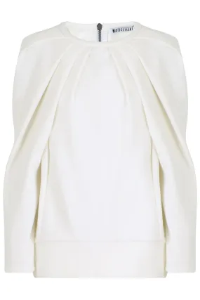 L/S PLAISIR SWEATER WITH FRONT PLEAT WHITE