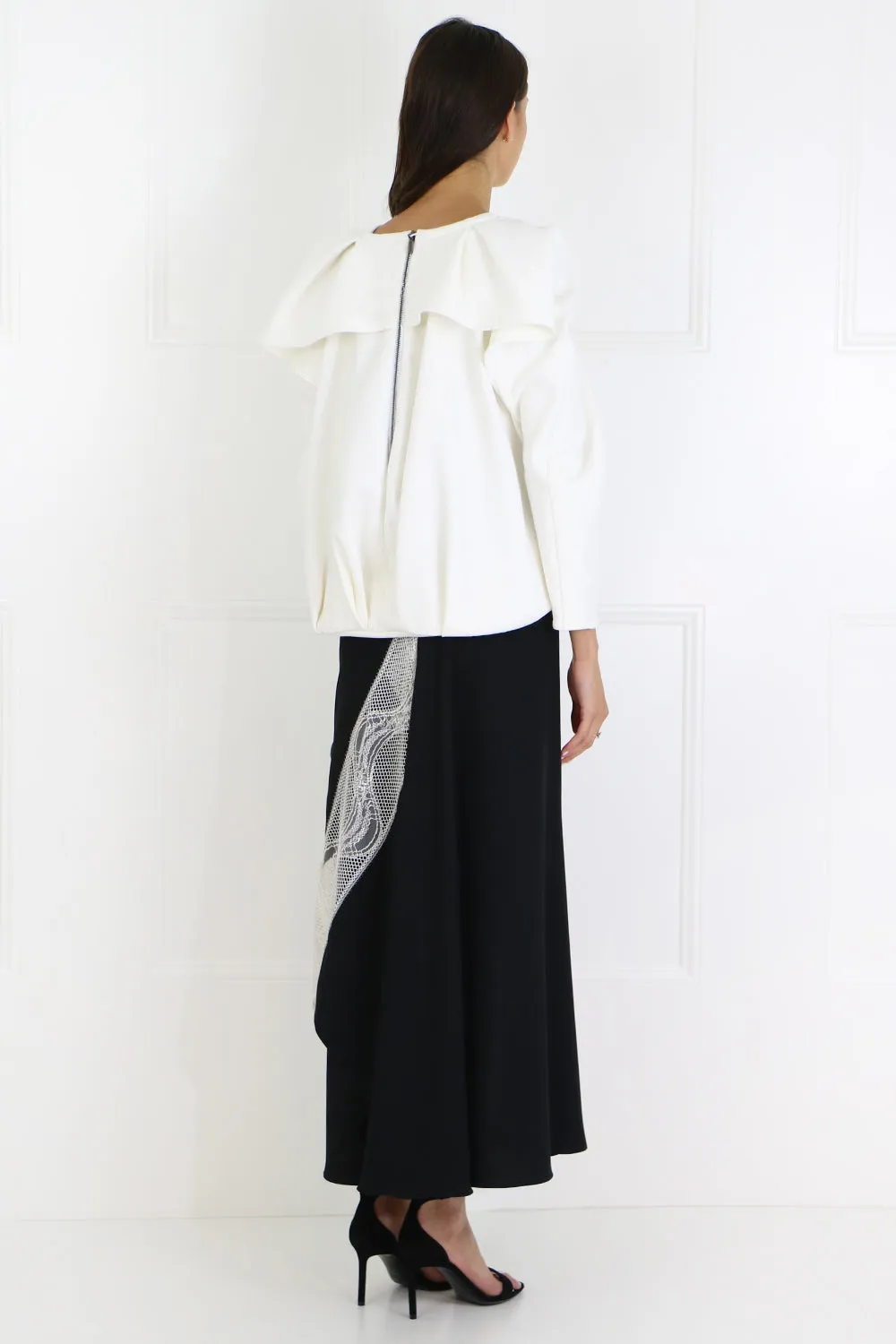 L/S PLAISIR SWEATER WITH FRONT PLEAT WHITE