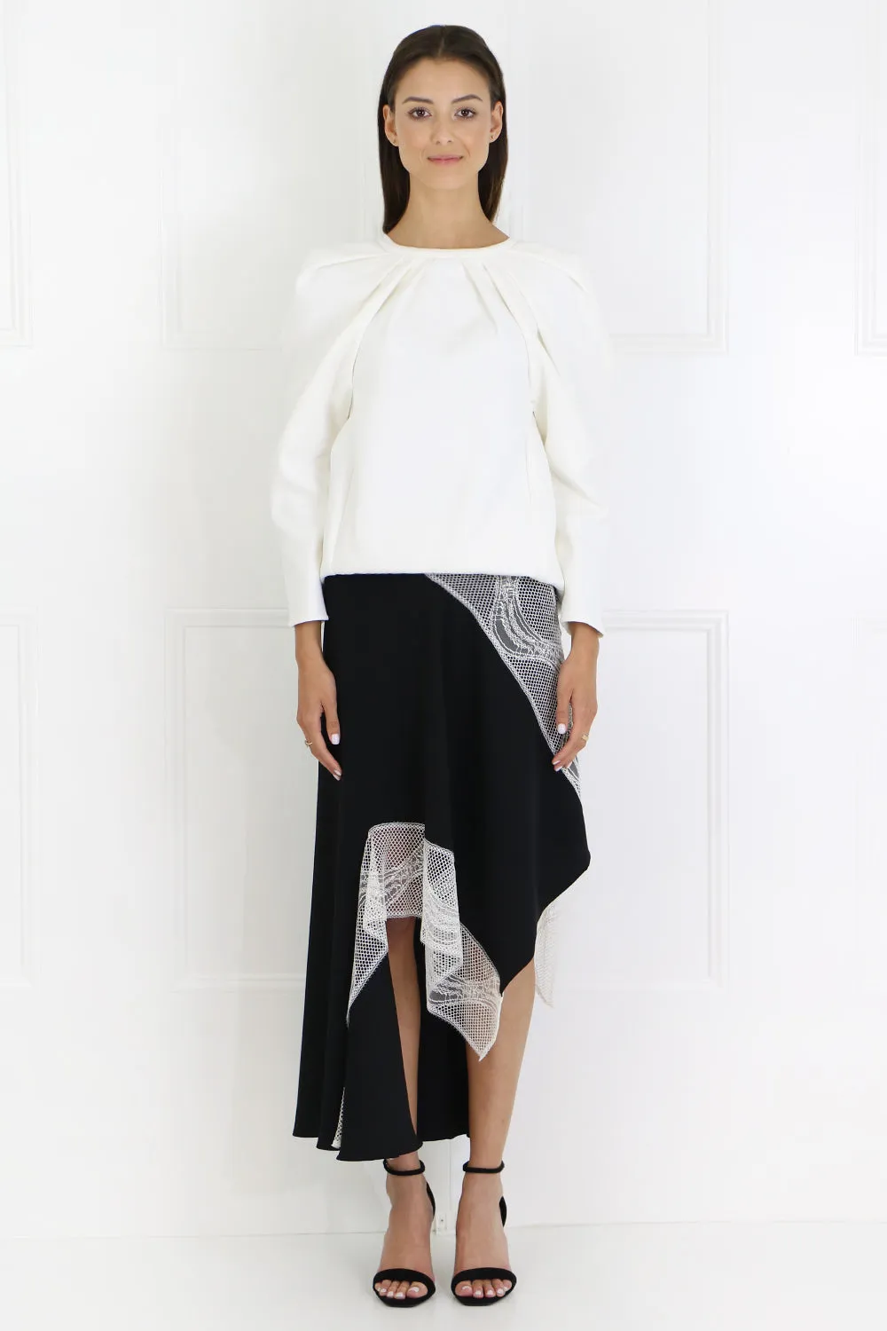 L/S PLAISIR SWEATER WITH FRONT PLEAT WHITE