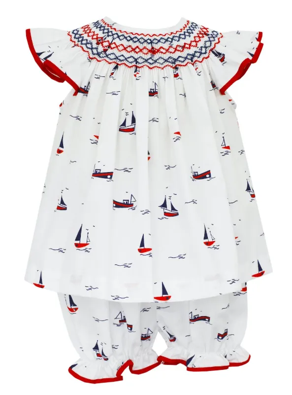 Petit Bebe Sailboat Smocked Shortall