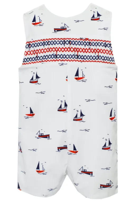 Petit Bebe Sailboats Smocked Bishop Bloomer Set