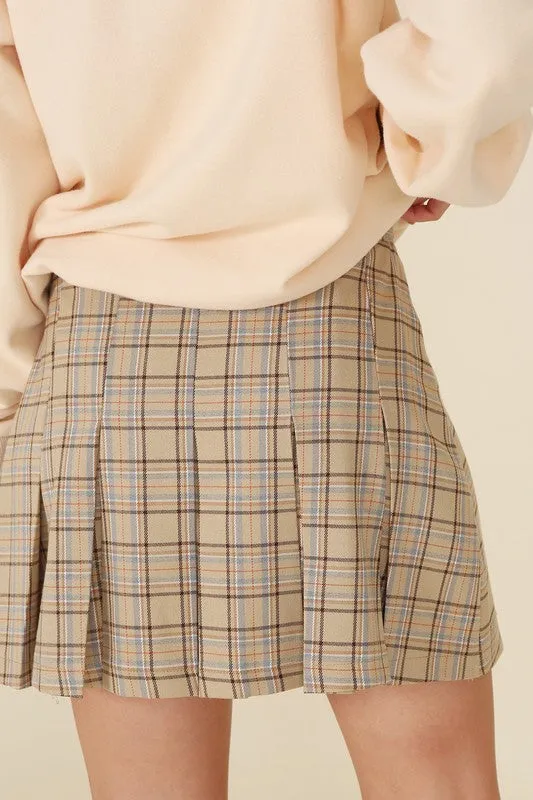 Plaid Pleated Mini Skirt - Lilou