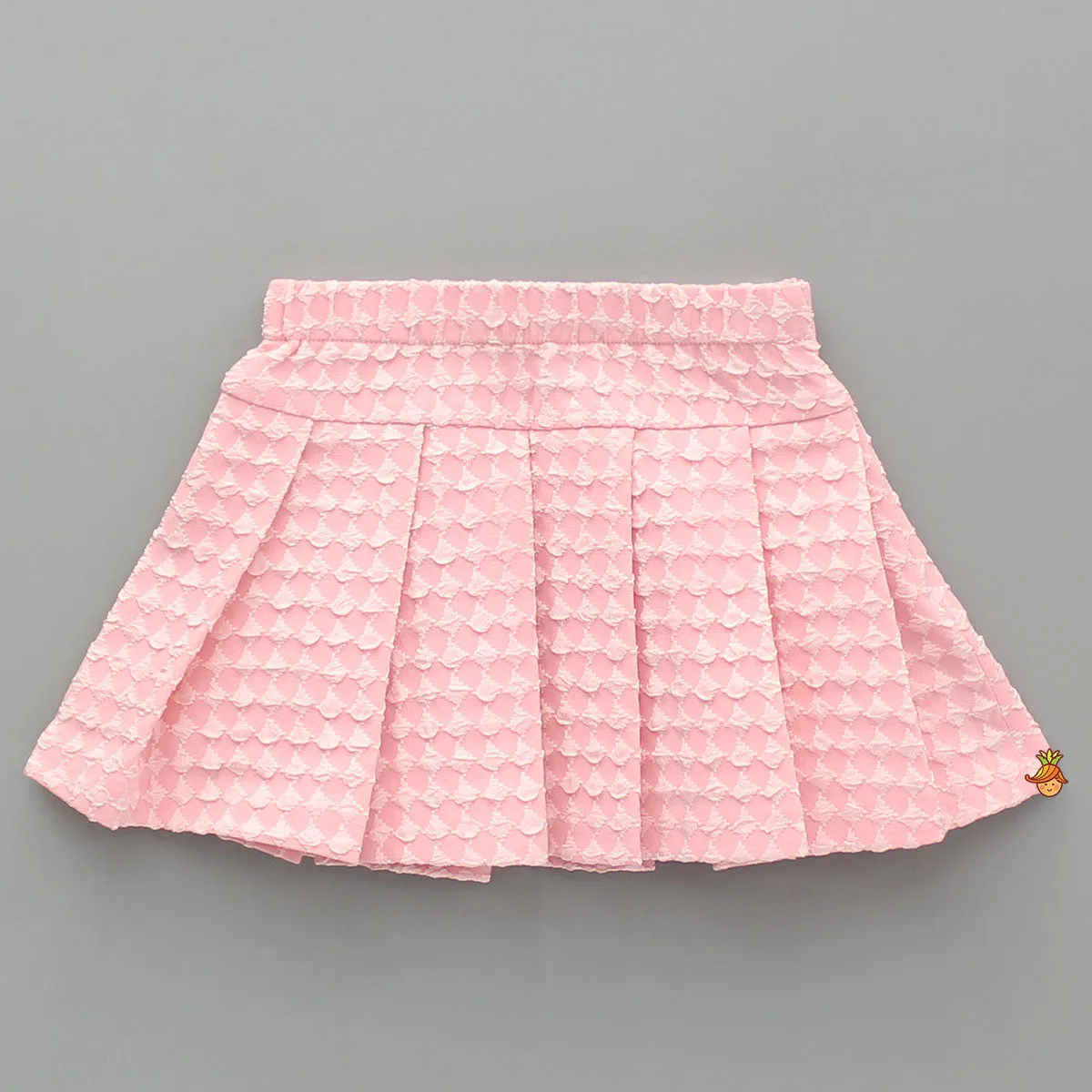 Pre Order: Pretty Pink Shirt Style Top With Pleated Skirt
