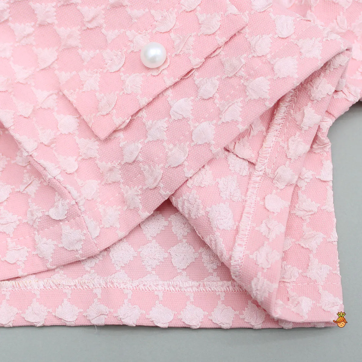 Pre Order: Pretty Pink Shirt Style Top With Pleated Skirt