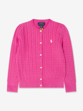 Ralph Lauren Girls Mini Cable Knit Cardigan in Pink