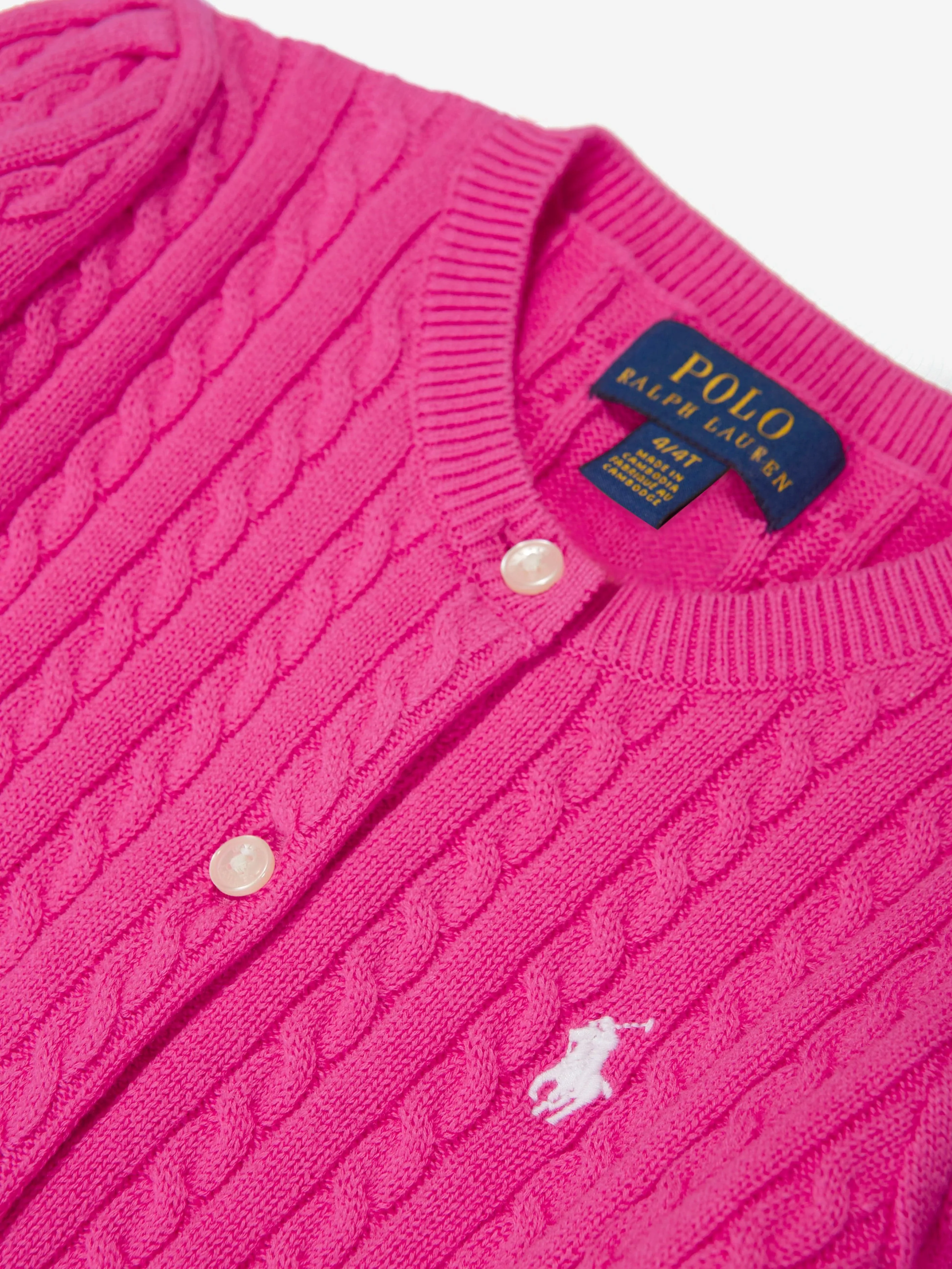 Ralph Lauren Girls Mini Cable Knit Cardigan in Pink