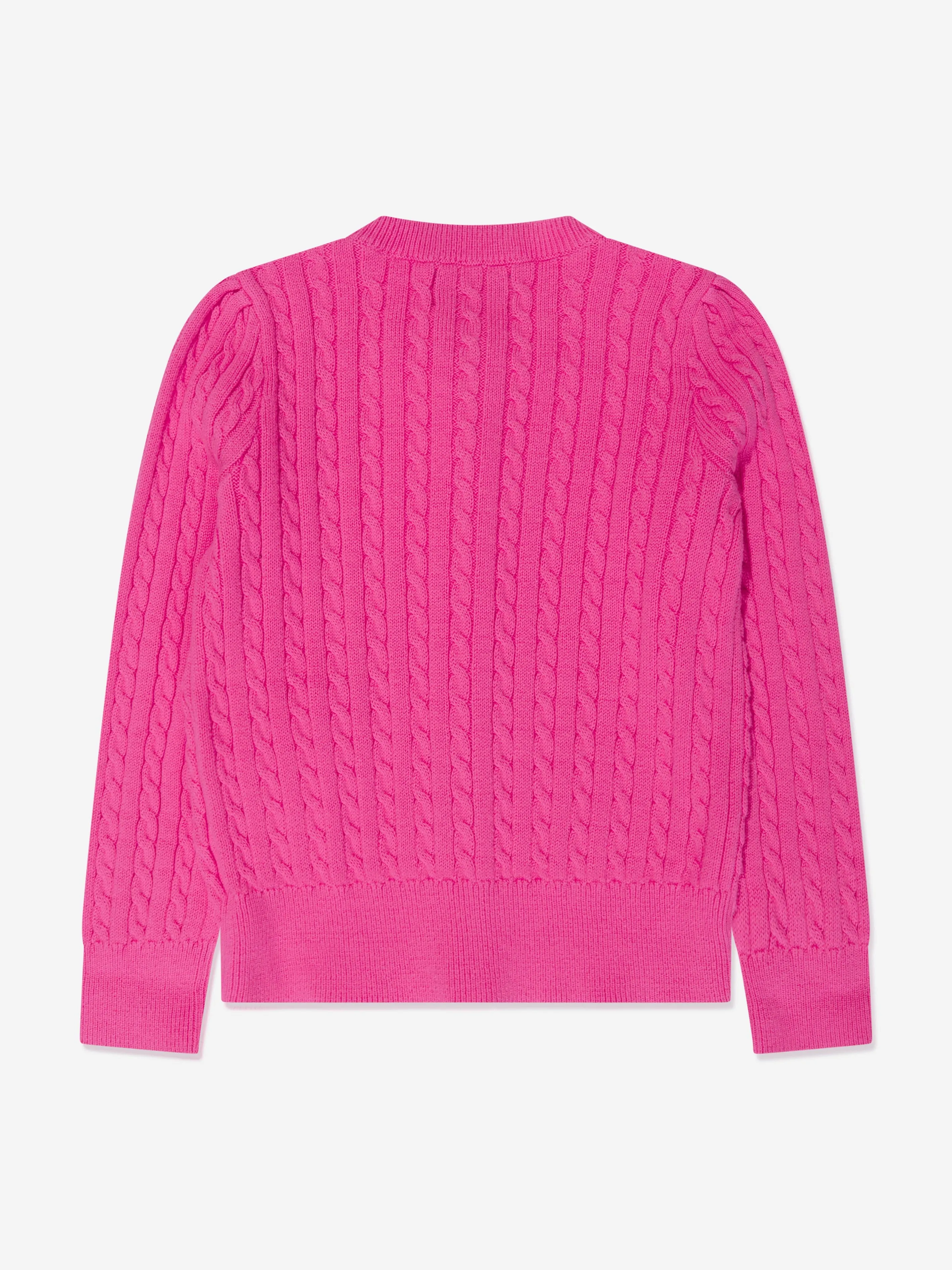 Ralph Lauren Girls Mini Cable Knit Cardigan in Pink