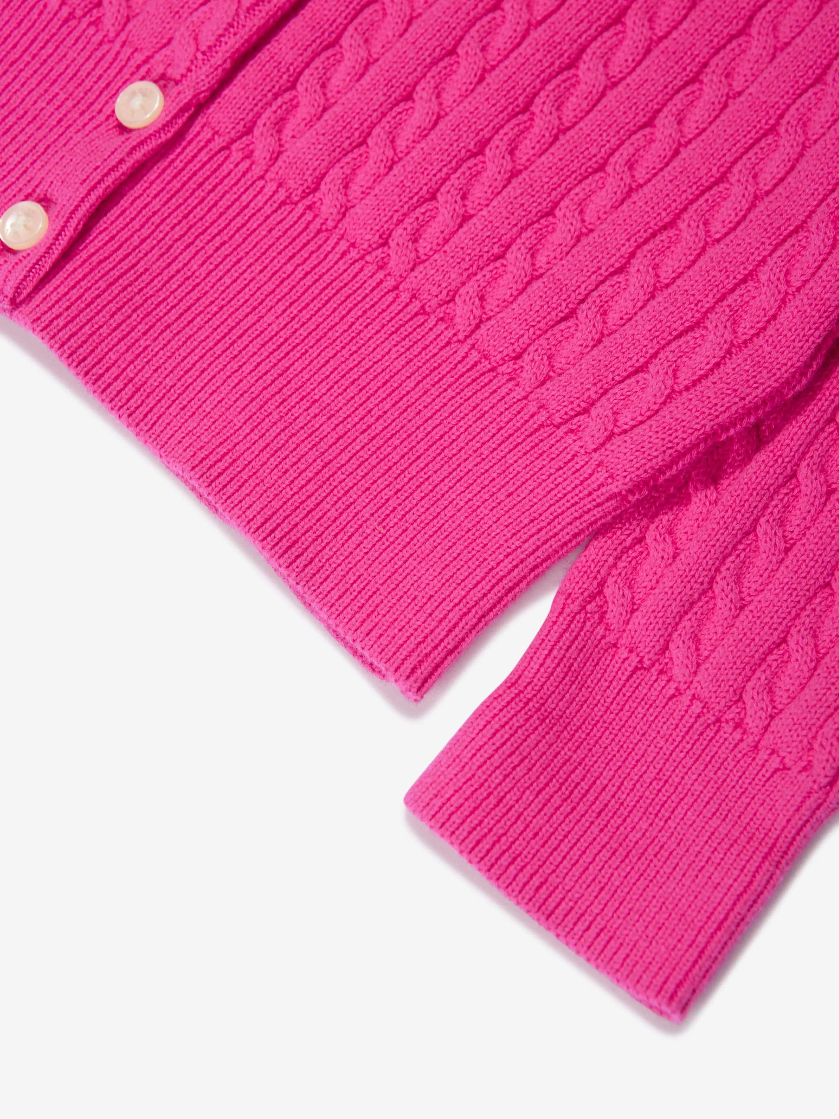 Ralph Lauren Girls Mini Cable Knit Cardigan in Pink