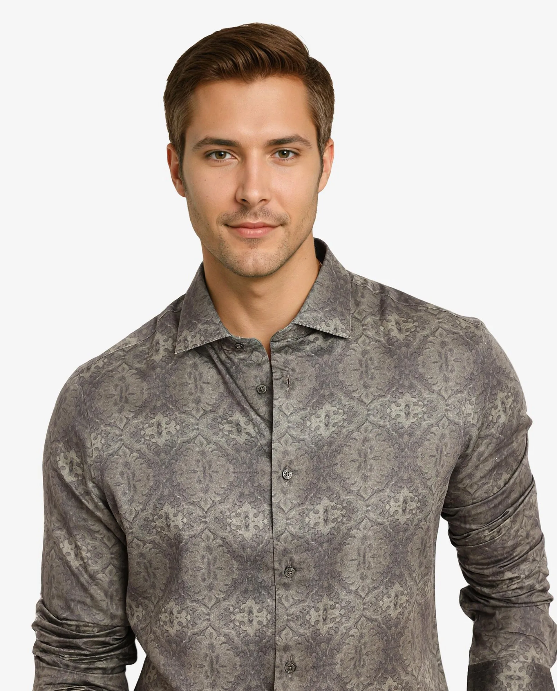 Rare Rabbit Men Steno Dark Olive Full Sleeve Regular Fit Shirt