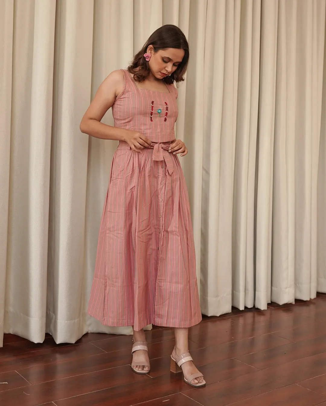 Shakha pleated skirt set