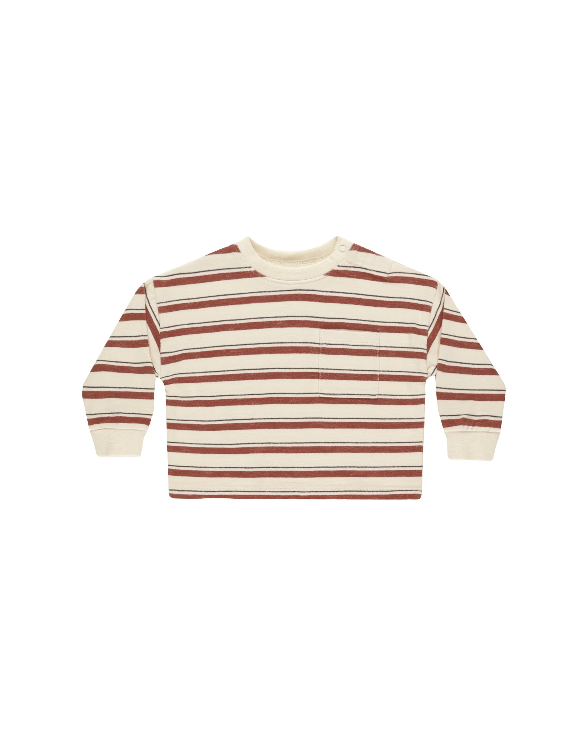The Relaxed Long Sleeve Tee by Rylee   Cru - Brick Stripe - BABY