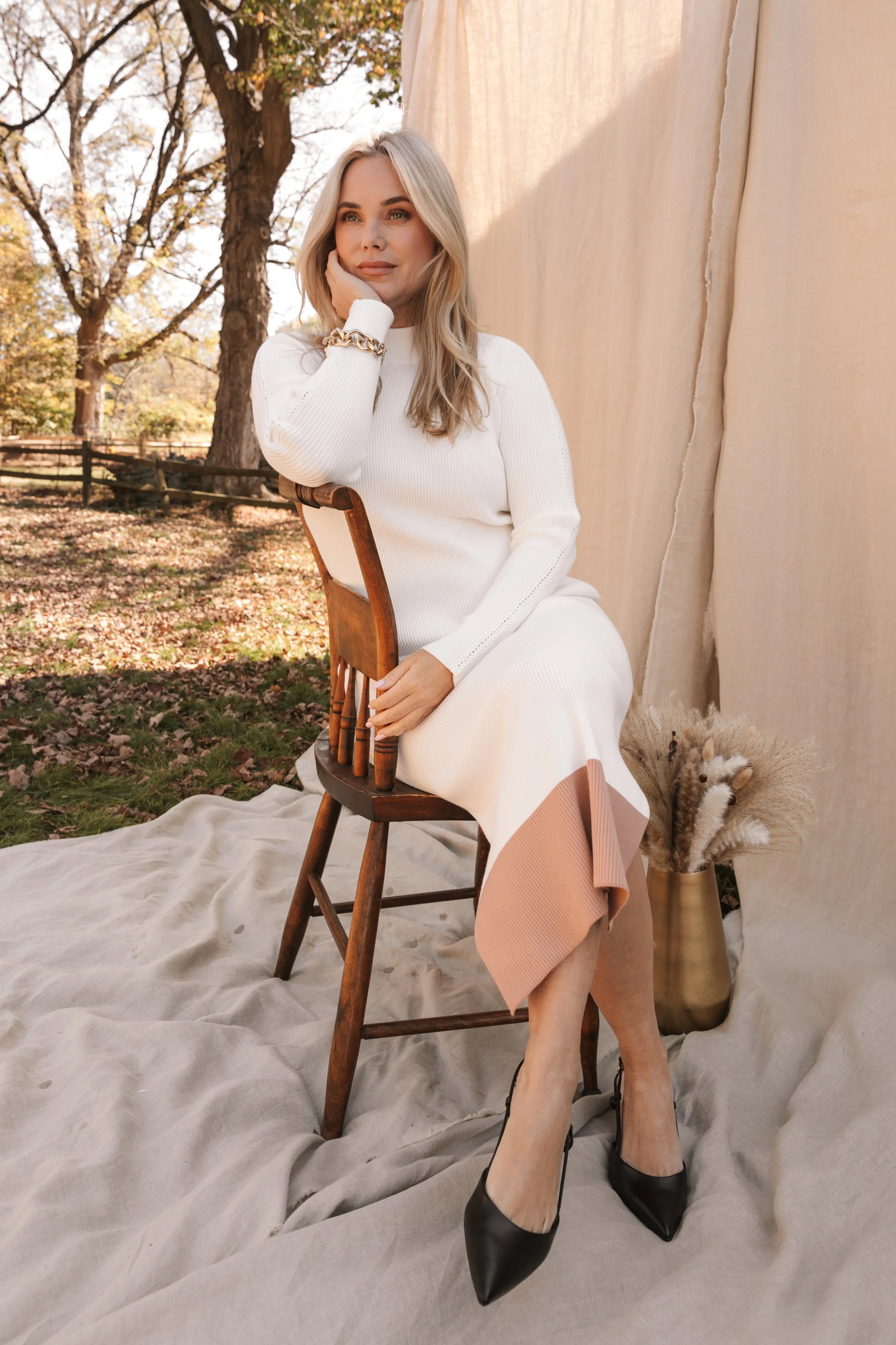 The Rib Sweater Midi Dress - Salt