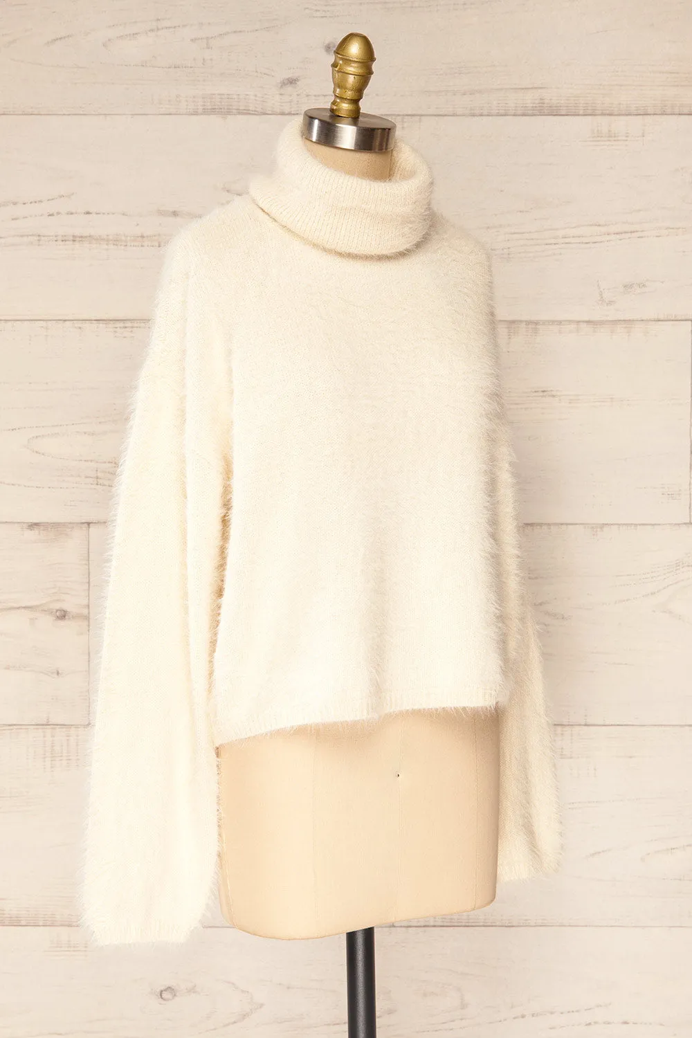 Titania Cream | Fuzzy Turtleneck Sweater