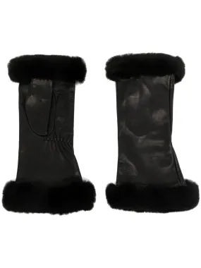 Trimmed Fingerless Leather Gloves