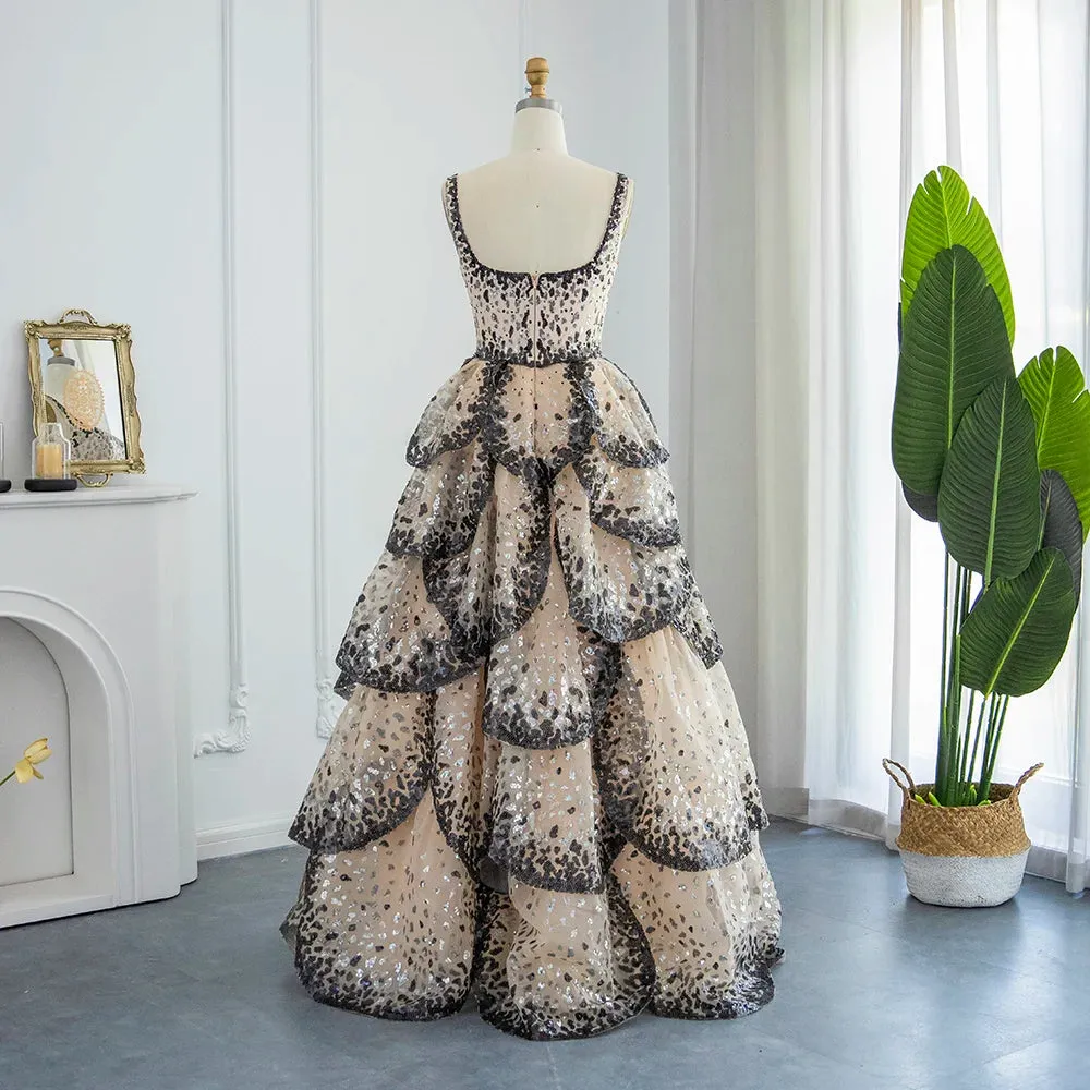 Uniwim Luxury Dubai Evening Dresses 2024 Sparkly Sequin Tiered Ruffles Elegant Women Wedding Party Formal Gowns SS243