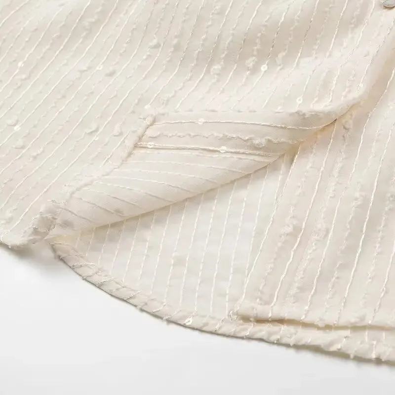 Uniwim Plus Size Women Clothing Shirt In Spring And Autumn Long-Sleeved White Chiffon Shirt With Sequined Lapels Slus Size Fashion Tops