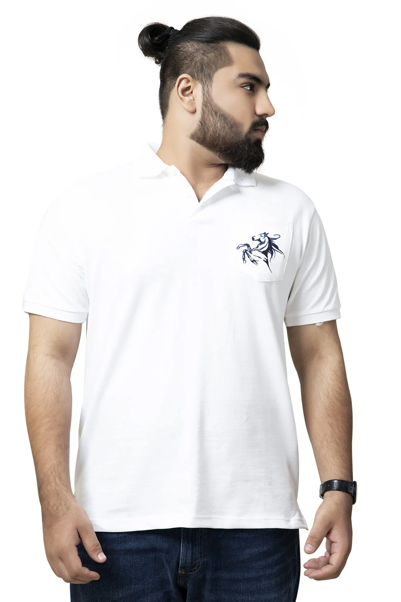 White Pocket Polo (PLUS SIZE)