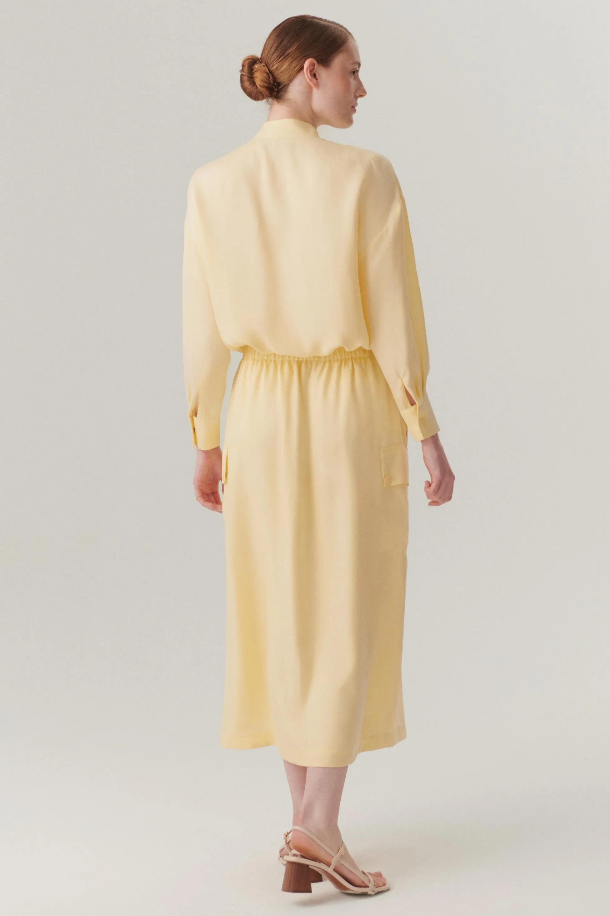 Yellow Vintage-Inspired Pleated Skirt