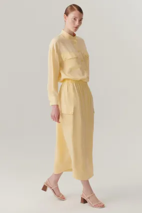 Yellow Vintage-Inspired Pleated Skirt