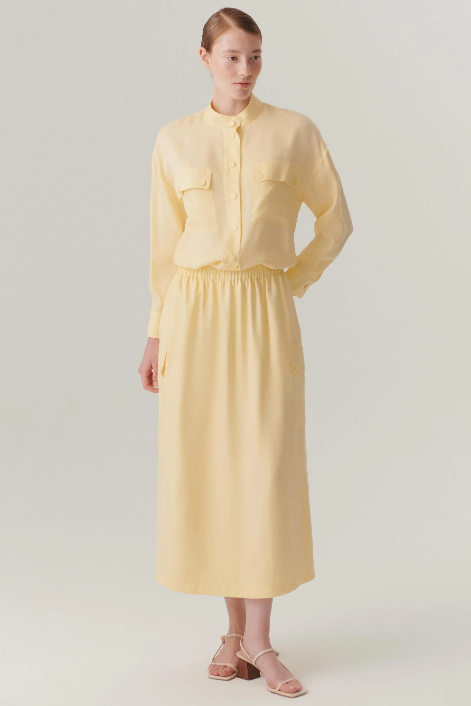 Yellow Vintage-Inspired Pleated Skirt