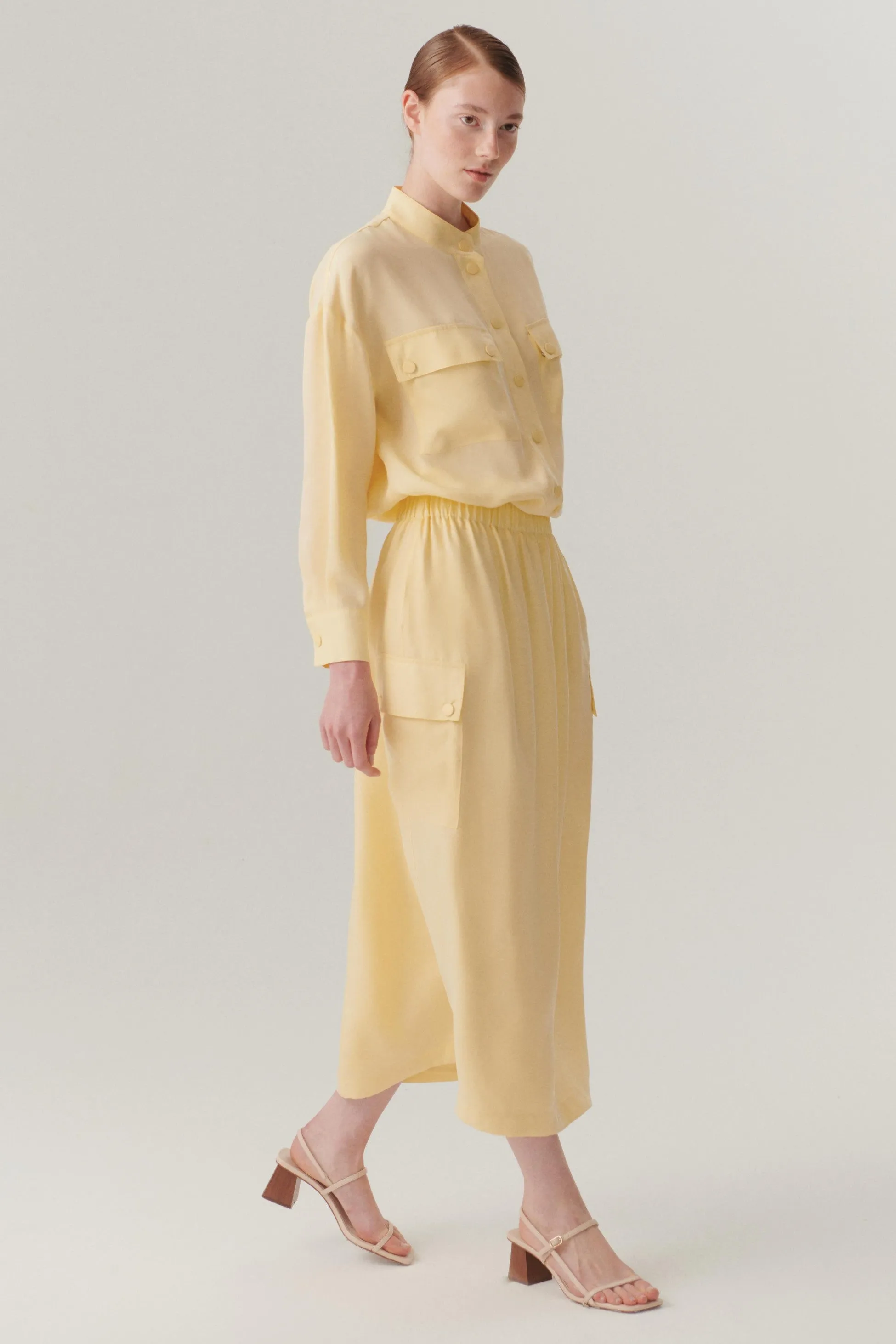 Yellow Vintage-Inspired Pleated Skirt